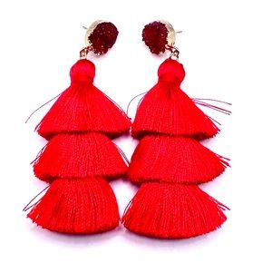 Red tássle earrings